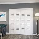 SARTODOORS Double Bifold Closet Doors 96 x 80 inches | Base 1094 White Double Bi-Fold | Opaque Glass MDF Modern | Closet Laundry