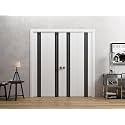 SARTODOORS Double Bifold Closet Doors 72 x 80 inches | Platinum 4440 White Double Bi-Fold | Frosted Glass Solid Wood Modern | Closet Laundry