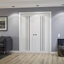 SARTODOORS Double Pocket Doors 56 x 80 inches | Base 6094 White Double Pocket Doors | Opaque Glass MDF Modern | Living Room Office