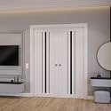 SARTODOORS Double Pocket Doors 64 x 96 inches | Base 3094 White Double Pocket Doors | Opaque Glass MDF Modern | Living Room Office