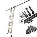 Sliding Ladder Hardware Full Set - Librarys Rolling Ladder Track Kit, Library Ladder Rails, Rolling Ladder Hardware Kit, Bookcase Sliding Ladders Rail(200cm(6.6 ft) Track kit)