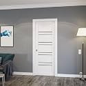 SARTODOORS Pocket Door 32 x 80 inches | Base 1094 White Pocket Door | Opaque Glass MDF Modern | Bathroom Pantry