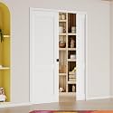 Sliding Pocket Door, 48" x 80", Half-Panel Louvered Pantry Doors with Frame and Hardware Kit, Interior Door, White Primer Closet Doors - No Panel Assembly Required