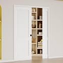 Sliding Pocket Door, 64" x 80", Half-Panel Louvered Pantry Doors with Frame and Hardware Kit, Interior Door, White Primer Closet Doors - No Panel Assembly Required