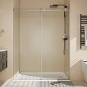 Frameless Shower Door 44-48 inch W×76 inch H, Stainless Steel Round Tube Rail, 8mm Tempered Glass, Sliding &amp; Fixed Panels, Brushed Nickel Finish, Modern Bathroom Shower Enclosure
