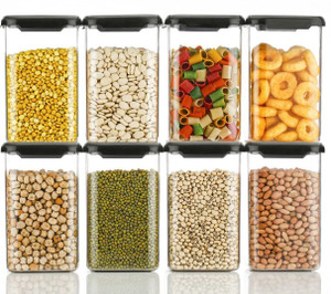 slikvita plastic grocery container  - 1100 ml pack of 8 black