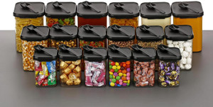 slikvita plastic grocery container  - 950 ml 650 ml 350 ml pack of 18 black