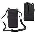 Black Shoulder Phone Bag, Cell Phone Belt Clip Pouch, 6.0" Ladies Men Travel Shoulder Messenger Crossbody Bag with Strap Zipper Waist Pocket Purse Wallet Belt Clip Holder with Carabiner Hook Handbag