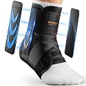 Slim-Fit Ankle Brace for Sprained Ankle, Quick Lace Up Ankle Support for Women Men With 2 Auto-Shaped Pads, Air Fabric Cool Ankle Stabilizer for Injury Recover, Running,Sports, XL(14”-15”)