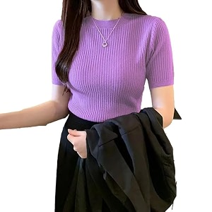 Slim Fit Plain Stretchable Round Neck Rib