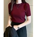 Slim Fit Plain Stretchable Round Neck Rib