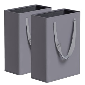 slim laundry hamper with adjustable long handles 45l small laundry baskets with mesh top narrow dirty clothes hamper for bedroom closet and bathroom - beige 2 packs