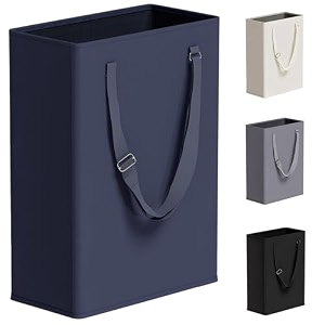 45l slim laundry hamper with adjustable long handles amp mesh top navy