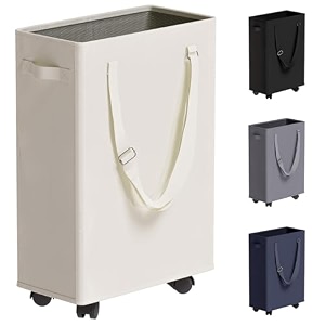 slim laundry hamper rolling beige