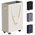 Slim laundry hamper rolling beige