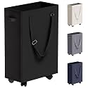 Slim laundry hamper rolling black