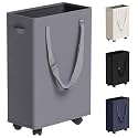 Slim laundry hamper rolling grey