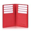 HISCOW Slim Bifold Leather Credit Card Holder Wallet, Pebbled Red