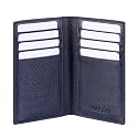 HISCOW Slim Bifold Leather Credit Card Holder Wallet, Pebbled Blue