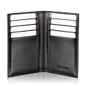 HISCOW Slim Bifold Leather Credit Card Holder Wallet, Black