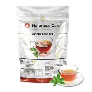 haleness care slimming herbal green tea with free diet plan  100 natural ayurvedic blend for weight management detox amp digestion support  pack of 1 60 cups 60g