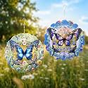 Sliner 2 Pack Butterfly Wind Spinners Outdoor, 10 Inch 3D Stainless Steel Hanging Wind Sculptures for Garden, Patio, Yard Decor, Birthday Gifts for Women Mom
