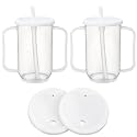 Sliner 2 Pcs Adult Sippy Cups for Elderly 12oz with Straw, White