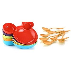 slings plastic mickey shaped kidssnack serving plate with royal spoon