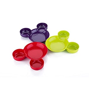 slings plastic unbreakbale mickeyy shaped kids snack serving plate set of 3 multicolor
