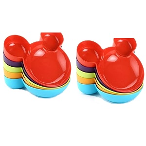 slings unbreakable micket shaped kids snack serving plate set of 10