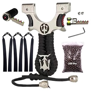 trident stainless steel recreational sling tool with 3 black rubber bands amp 250 mud ball set  str trident 84cm