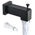 Slip On Diverter Tub Spout, Sleek Square Design for Bathroom, Fits 1/2" Copper Pipe (5/8" OD), Child-Safe Rounded Edges, Easy Installation, Matte Black