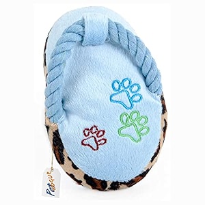 petvogue slipper plush toys for pets rope plush toy for dogs  non-toxic soft stuffed interactive cute squeaky teething rope dog toys  plush dog toys for small to medium dogs yellow