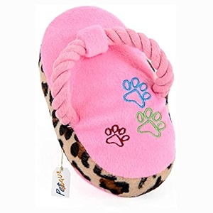 petvogue slipper plush toys for pets rope plush toy for dogs  non-toxic soft stuffed interactive cute squeaky teething rope dog toys  plush dog toys for small to medium dogs pink