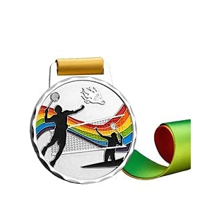 sliver medals for badminton match winner customizable logo 2nd awards professional metal medallions with ribbon