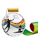 Sliver Medals, for Badminton Match Winner, Customizable Logo, 2nd Awards, Professional Metal Medallions, with Ribbon