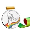 Sliver Medals, for Bicycle Match Winner, Customizable Logo, 2nd Awards, Professional Metal Medallions, with Ribbon