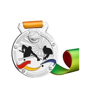 sliver medals for billiards match winner customizable logo 2nd awards professional metal medallions with ribbon