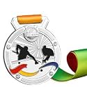 Sliver Medals, for Billiards Match Winner, Customizable Logo, 2nd Awards, Professional Metal Medallions, with Ribbon