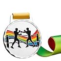 Sliver Medals, for Boxing Match Winner, Customizable Logo, 2nd Awards, Professional Metal Medallions, with Ribbon