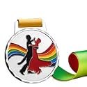 Sliver Medals, for Dancing Match Winner, Customizable Logo, 2nd Awards, Professional Metal Medallions, with Ribbon