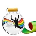 Sliver Medals, for Long Jump Match Winner, Customizable Logo, 2nd Awards, Professional Metal Medallions, with Ribbon