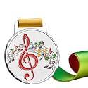 Sliver Medals, for Music Match Winner, Customizable Logo, 2nd Awards, Professional Metal Medallions, with Ribbon