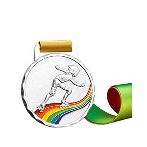 sliver medals for roller skating match winner customizable logo 2nd awards professional metal medallions with ribbon