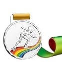 Sliver Medals, for Roller Skating Match Winner, Customizable Logo, 2nd Awards, Professional Metal Medallions, with Ribbon