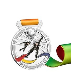 sliver medals for skating match winner customizable logo 2nd awards professional metal medallions with ribbon