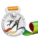 Sliver Medals, for Skating Match Winner, Customizable Logo, 2nd Awards, Professional Metal Medallions, with Ribbon