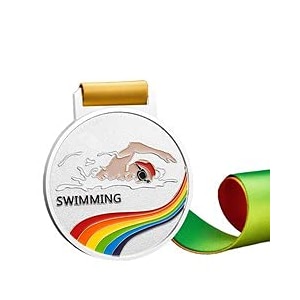 sliver medals for swimming match winner customizable logo 2nd awards professional metal medallions with ribbon