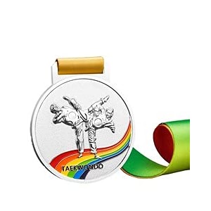 sliver medals for taekwondo match winner customizable logo 2nd awards professional metal medallions with ribbon