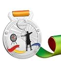 Sliver Medals, for Toxophily Match Winner, Customizable Logo, 2nd Awards, Professional Metal Medallions, with Ribbon